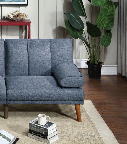 Navy Color Polyfiber 2pc Sectional Sofa Set Living Room Furniture – photo 9 of 17