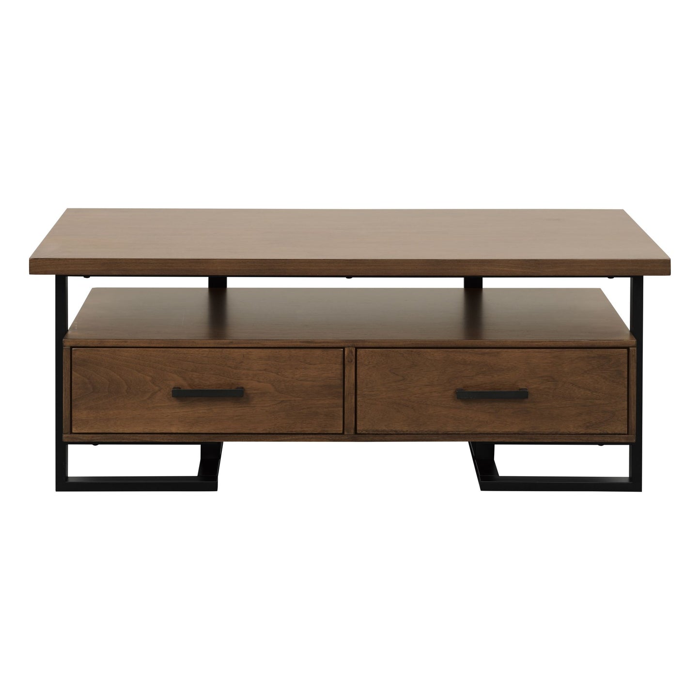 Contemporary Design Unique Frame 1pc Coffee Table with Drawers Walnut – photo 1 of 6