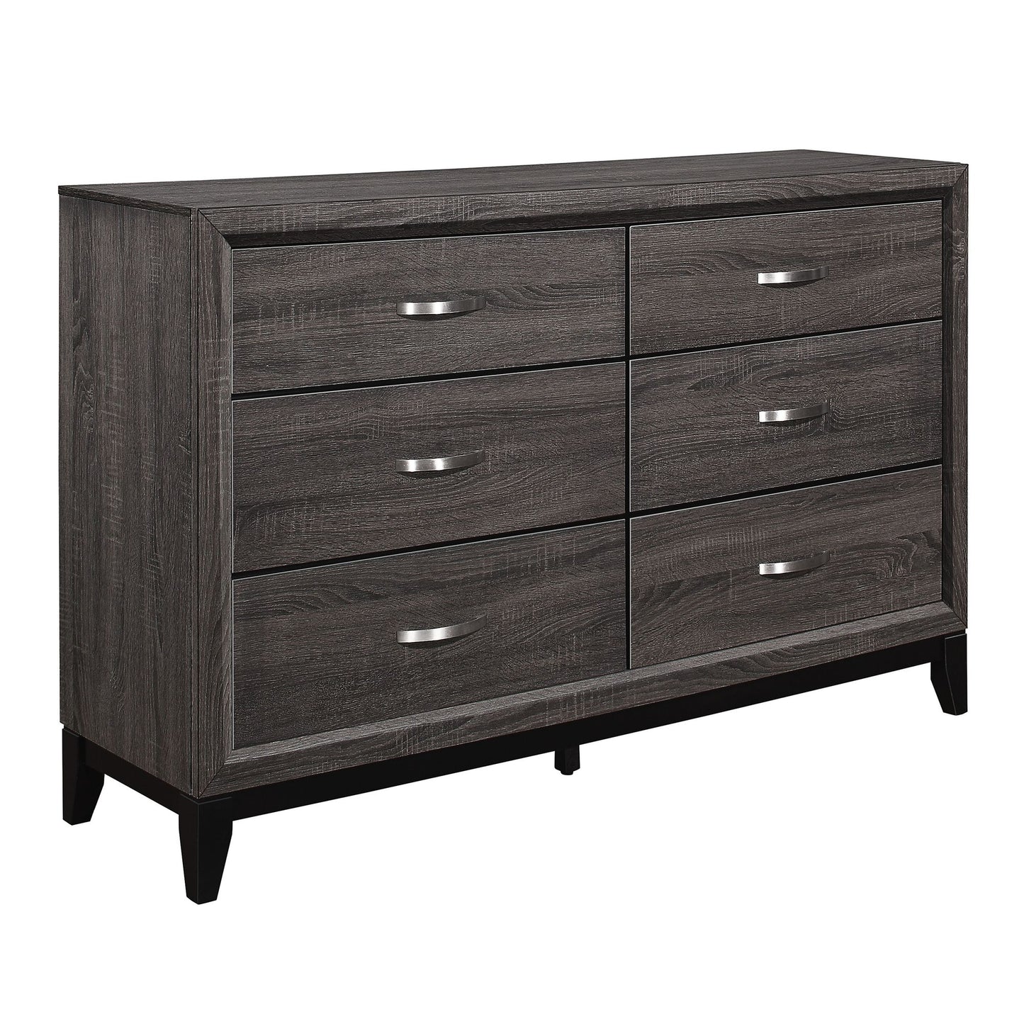 Contemporary Design 1pc 6-Drawers Dresser Gray Finish Polished – photo 2 of 7