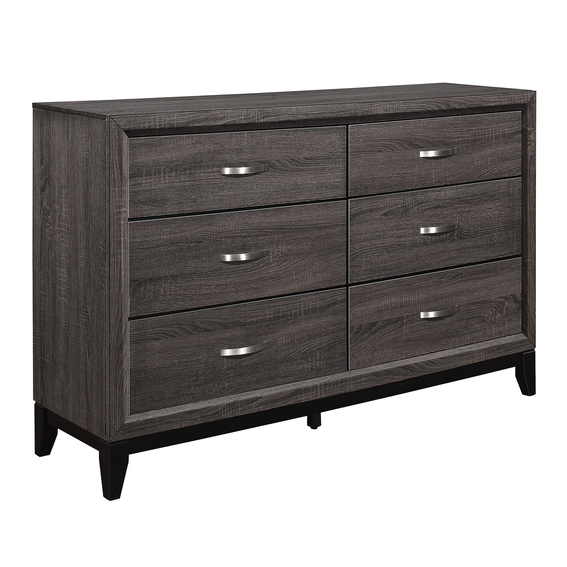 Contemporary Design 1pc 6-Drawers Dresser Gray Finish Polished – photo 2 of 7
