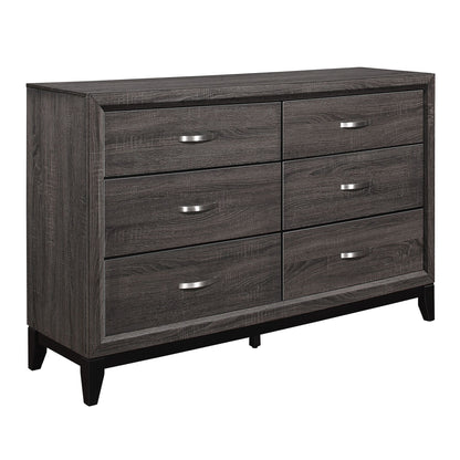 Contemporary Design 1pc 6-Drawers Dresser Gray Finish Polished – photo 2 of 7