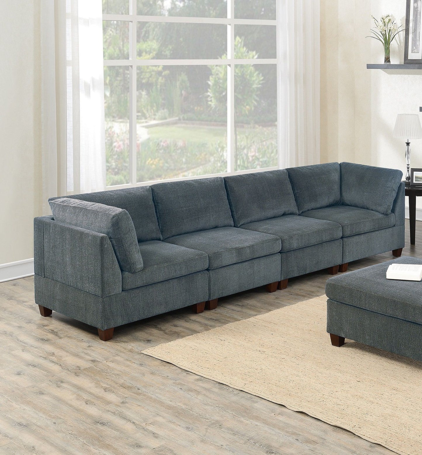 Living Room Furniture Grey Chenille Modular Sofa Set 8pc Set Large – photo 6 of 20