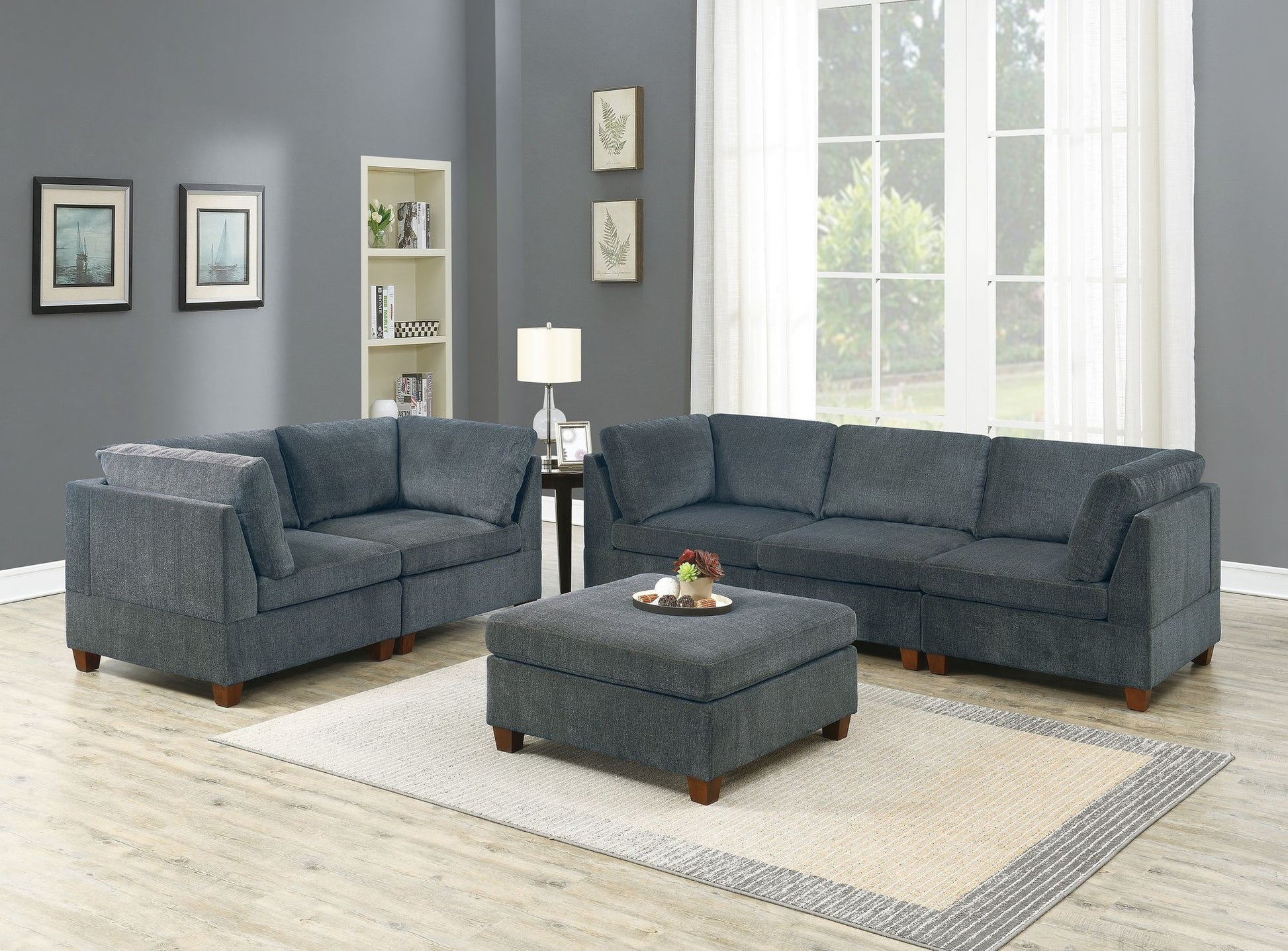 Living Room Furniture Grey Chenille Modular Sofa Set 6pc Set Sofa – photo 7 of 20