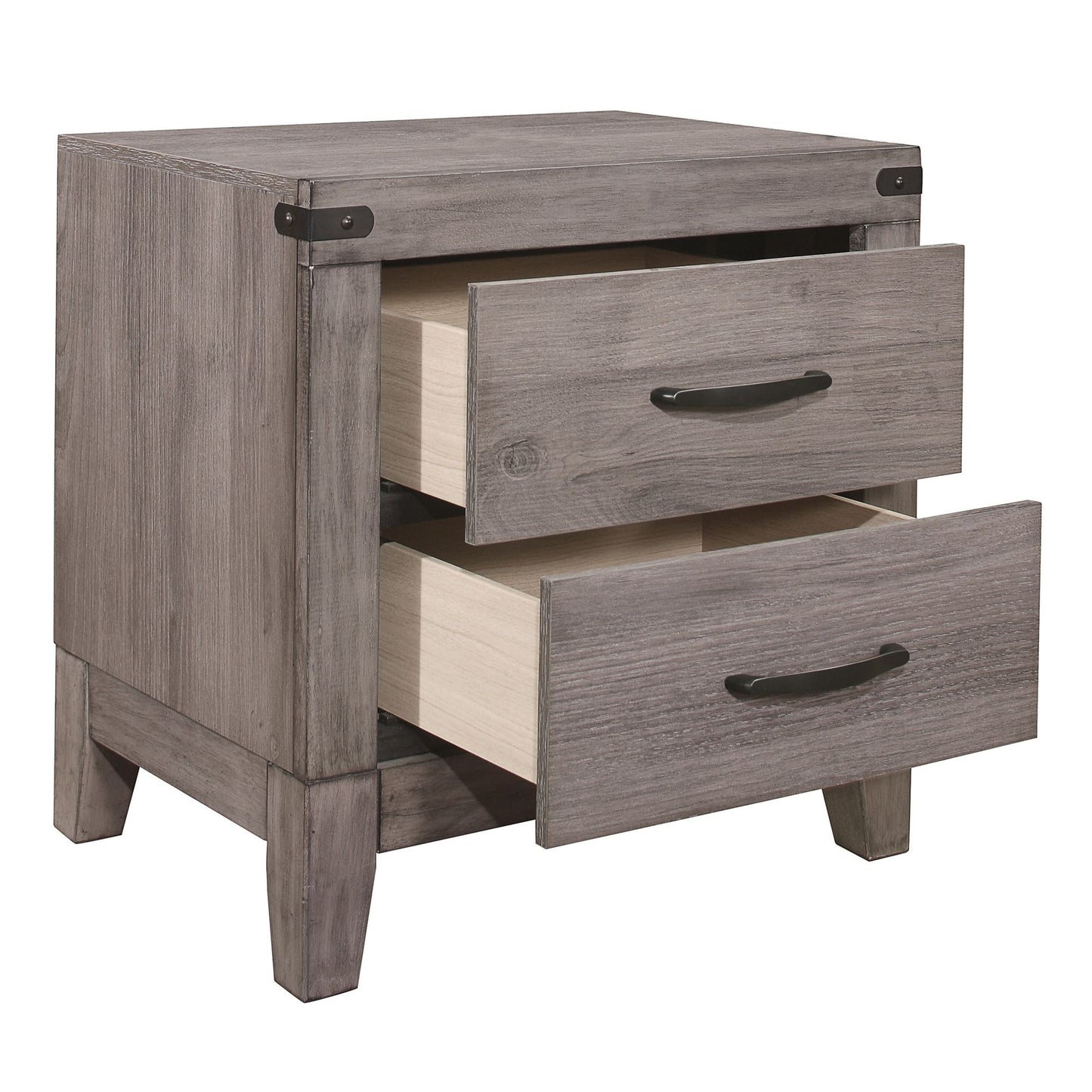 Brownish Gray Finish 1pc Nightstand Melamine Laminate 2x Drawers Dark – photo 2 of 7