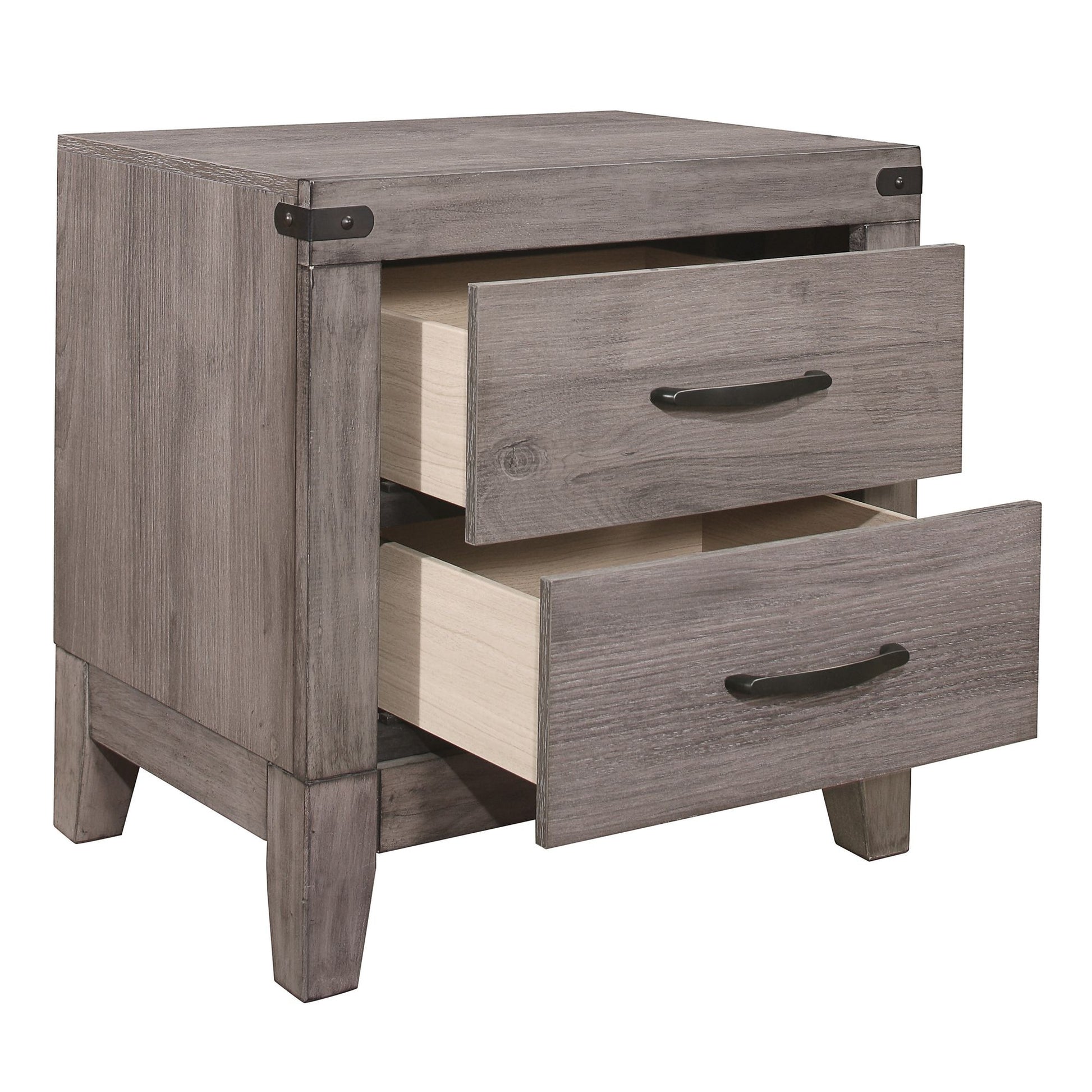 Brownish Gray Finish 1pc Nightstand Melamine Laminate 2x Drawers Dark – photo 2 of 7