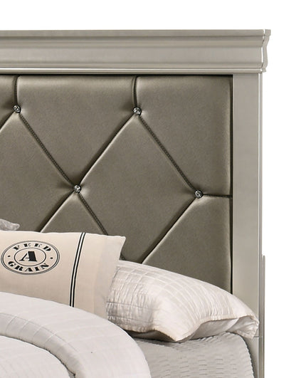 Modern 1pc Beige Champagne Finish Queen Size Panel Bed Wooden – photo 3 of 6
