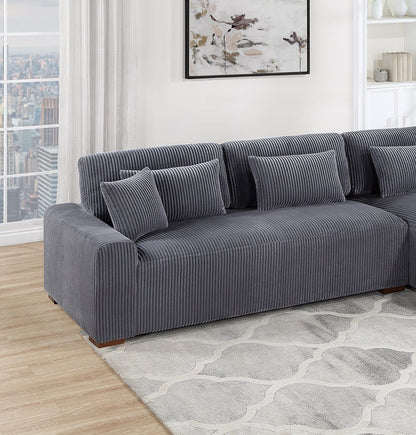 Modern 2pc Sectional Set XL Plush Corduroy Fabric Dark Gray LAF Sofa – photo 3 of 8