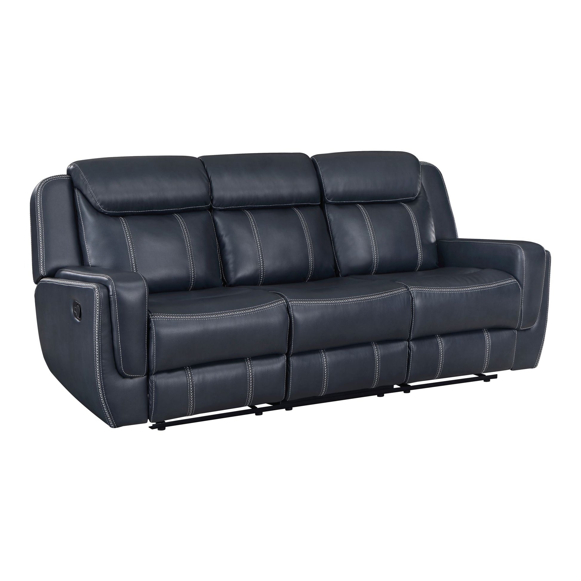 Modern Living Room Furniture 2pc Reclining Sofa Set Blue Breathable – photo 5 of 14