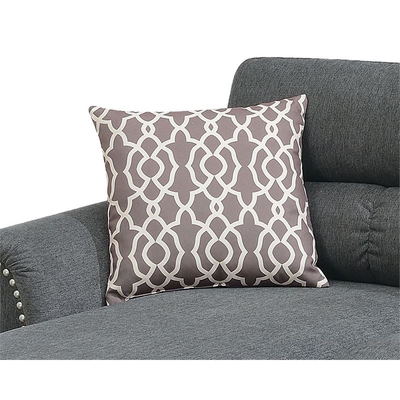Slate Color Polyfiber Reversible Sectional Sofa Set Chaise Pillows – photo 14 of 18