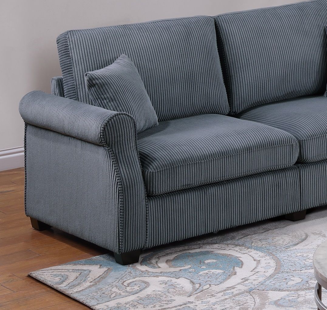 Classic Living Room 2pc Sofa Set Dark Gray Corduroy Sofa Loveseat – photo 10 of 10