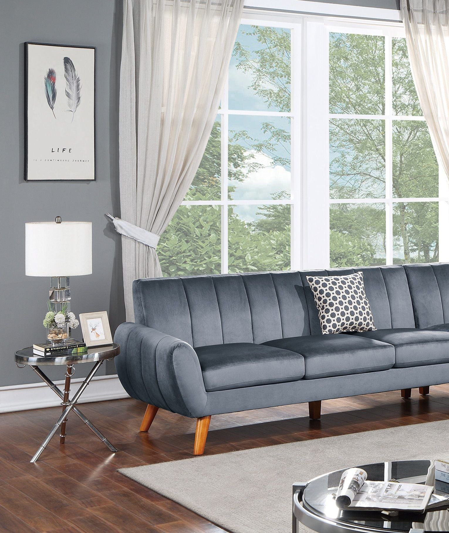 Contemporary 2-Pcs Sectional Set Living Room Furniture Dark Gray – photo 3 of 10