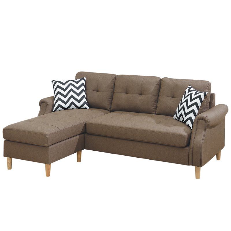 Living Room Corner Sectional Light Coffee Polyfiber Chaise sofa – photo 10 of 15
