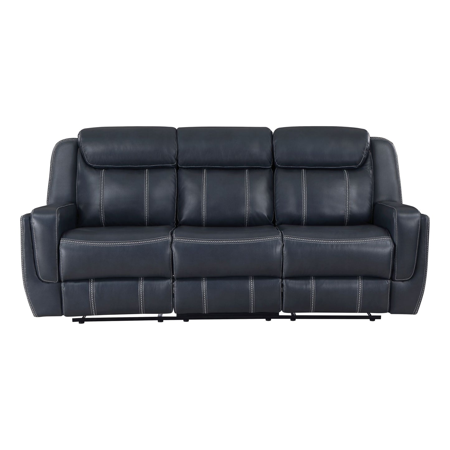 Modern Living Room Furniture 2pc Reclining Sofa Set Blue Breathable – photo 4 of 14