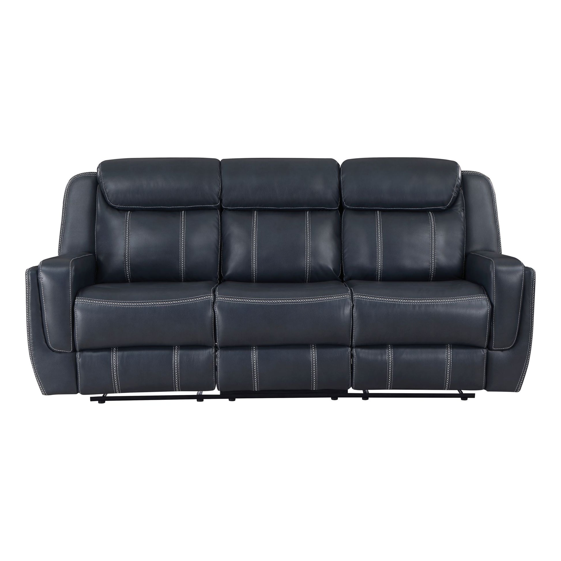 Modern Living Room Furniture 2pc Reclining Sofa Set Blue Breathable – photo 4 of 14