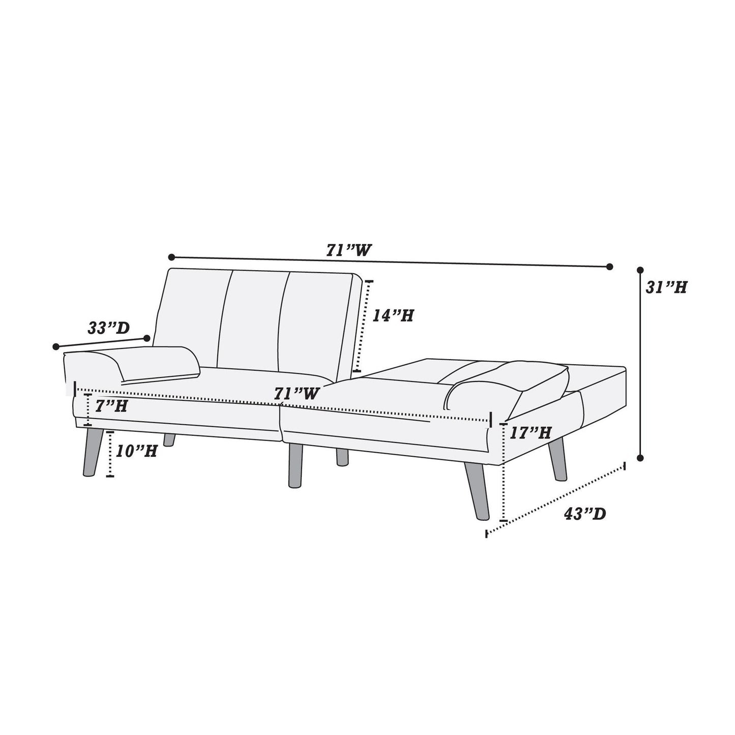 Navy Color Polyfiber 2pc Sectional Sofa Set Living Room Furniture – photo 5 of 17