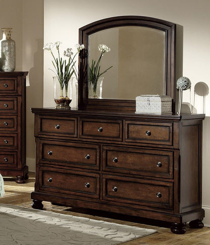 Classic Transitional Dresser of 7 Drawers Brown Cherry Finish Birch – photo 5 of 7