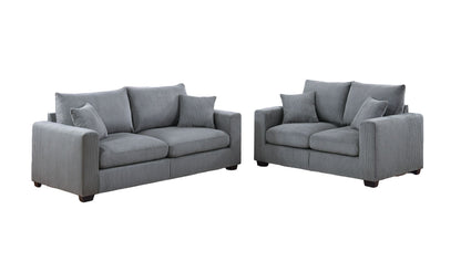 Classic Living Room 2pc Sofa Set Fog Corduroy Sofa And Loveseat – photo 2 of 10