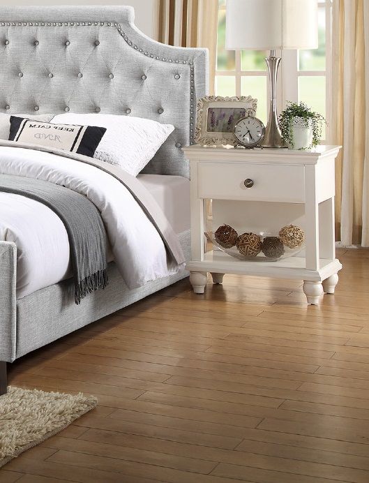Modern Bedroom Nightstand White Color Wooden 1 Drawers And Shelf Bed – photo 4 of 14