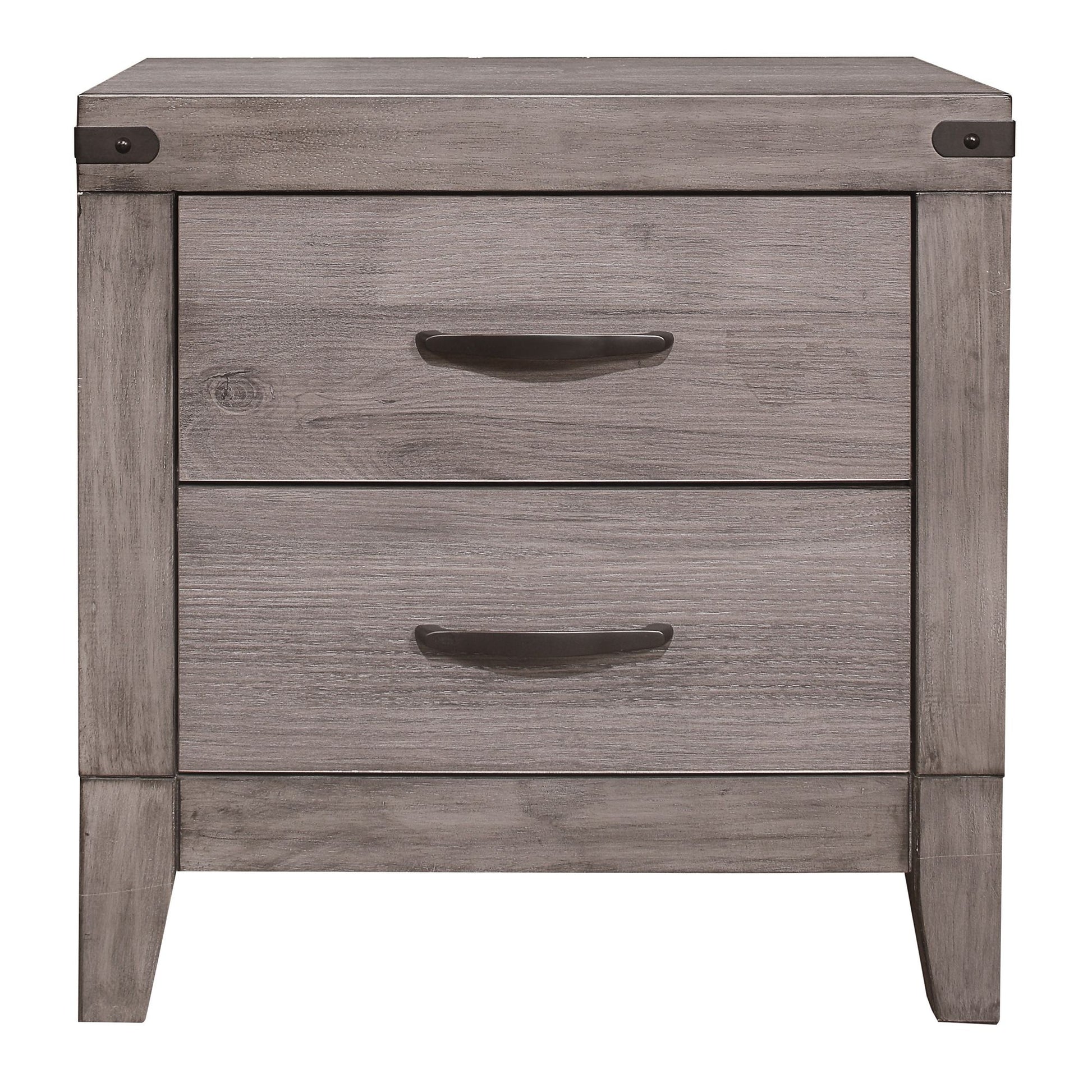 Brownish Gray Finish 1pc Nightstand Melamine Laminate 2x Drawers Dark – photo 3 of 7