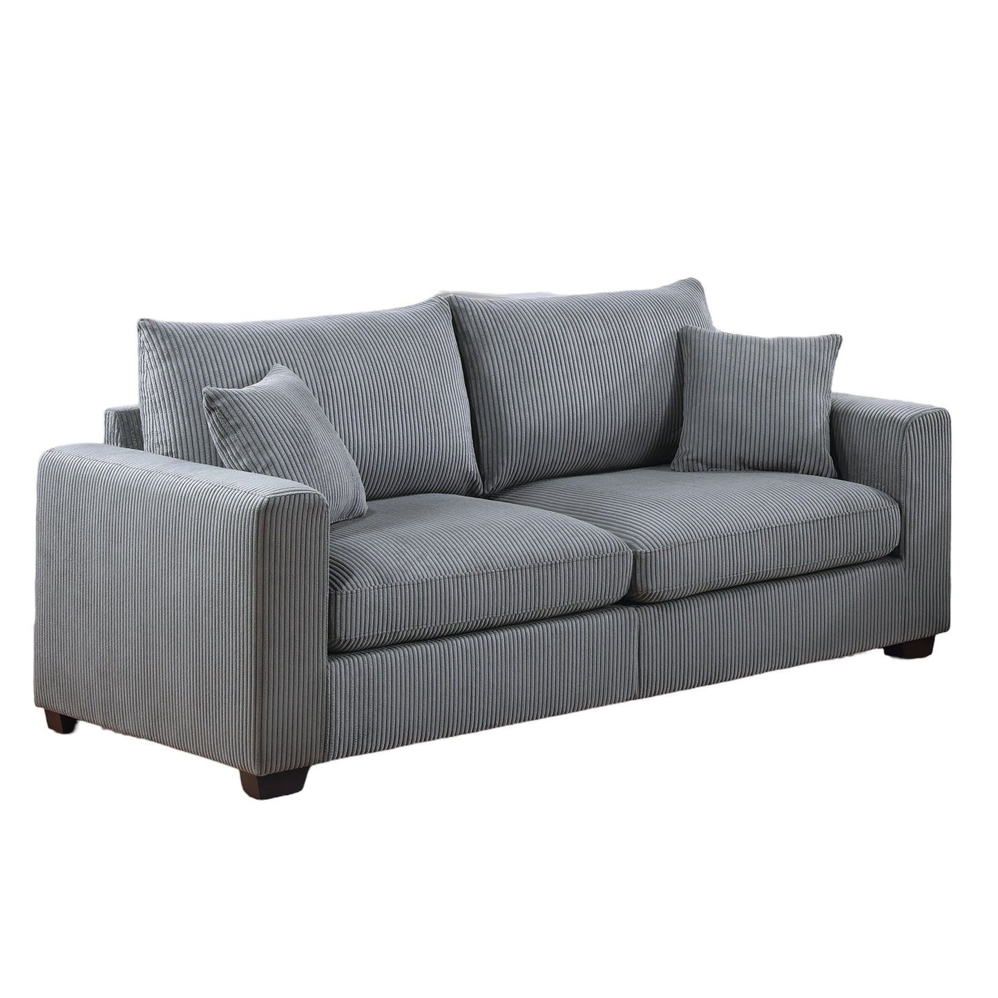 Classic Living Room 2pc Sofa Set Fog Corduroy Sofa And Loveseat – photo 6 of 10