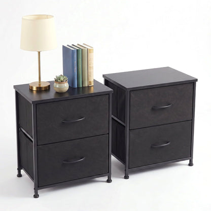 2-Pack 2/4-Drawer Dresser with Metal Frame & Wood Top, Fabric Storage Organizer – Black