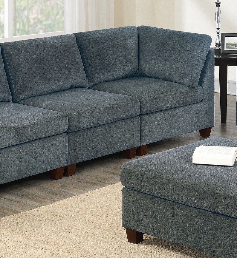 Living Room Furniture Grey Chenille Modular Sofa Set 8pc Set Large – photo 5 of 20