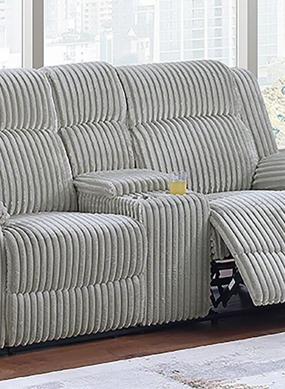 Motion Sofa Loveseat w Console And Recliner Chair Ash Color Fur Like – photo 12 of 20