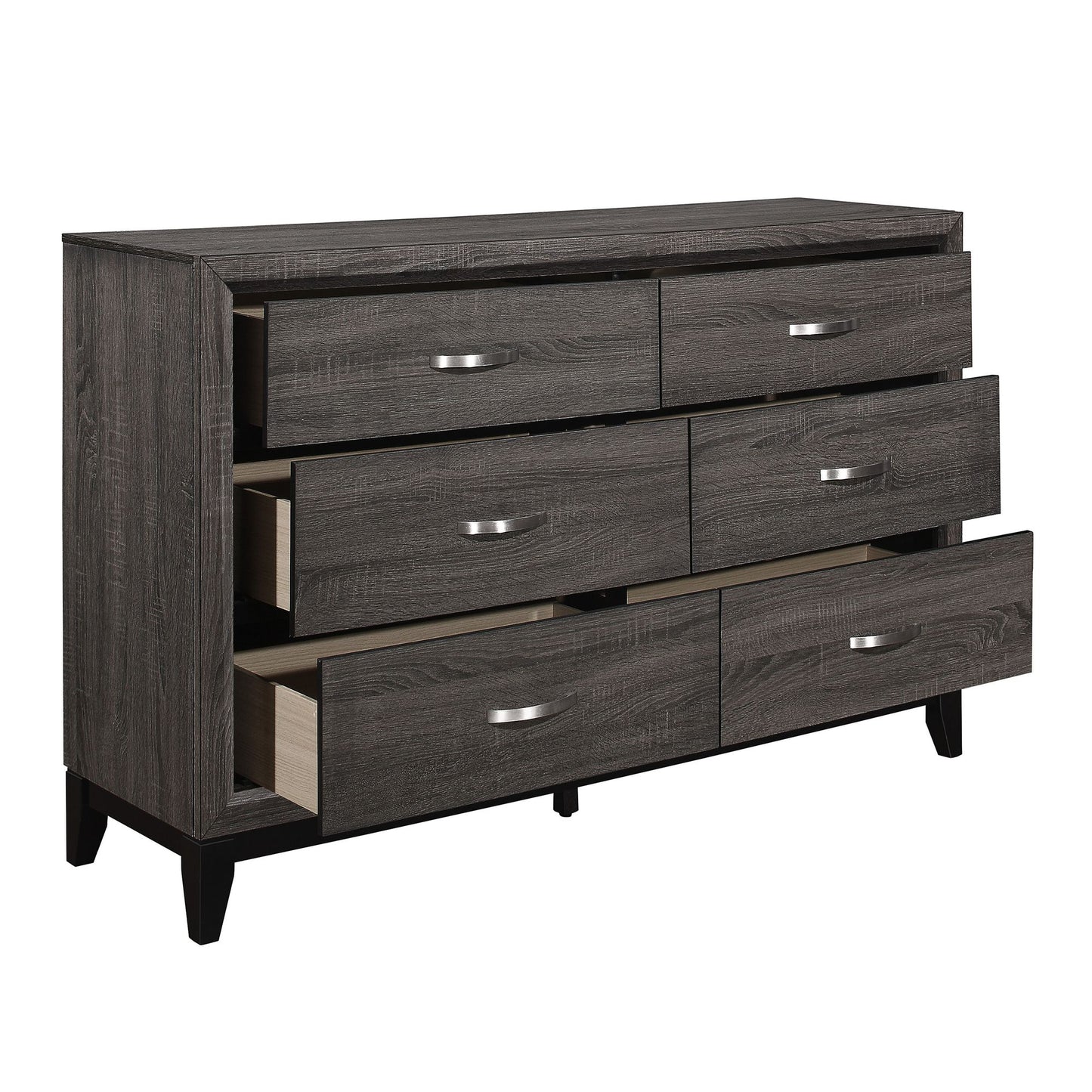 Contemporary Design 1pc 6-Drawers Dresser Gray Finish Polished – photo 3 of 7
