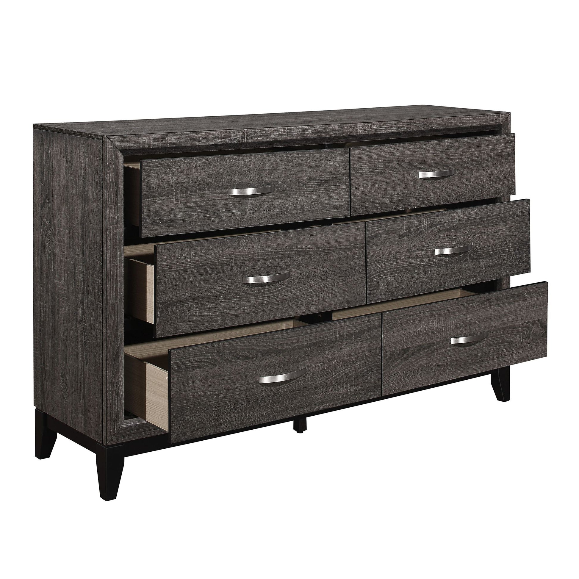 Contemporary Design 1pc 6-Drawers Dresser Gray Finish Polished – photo 3 of 7
