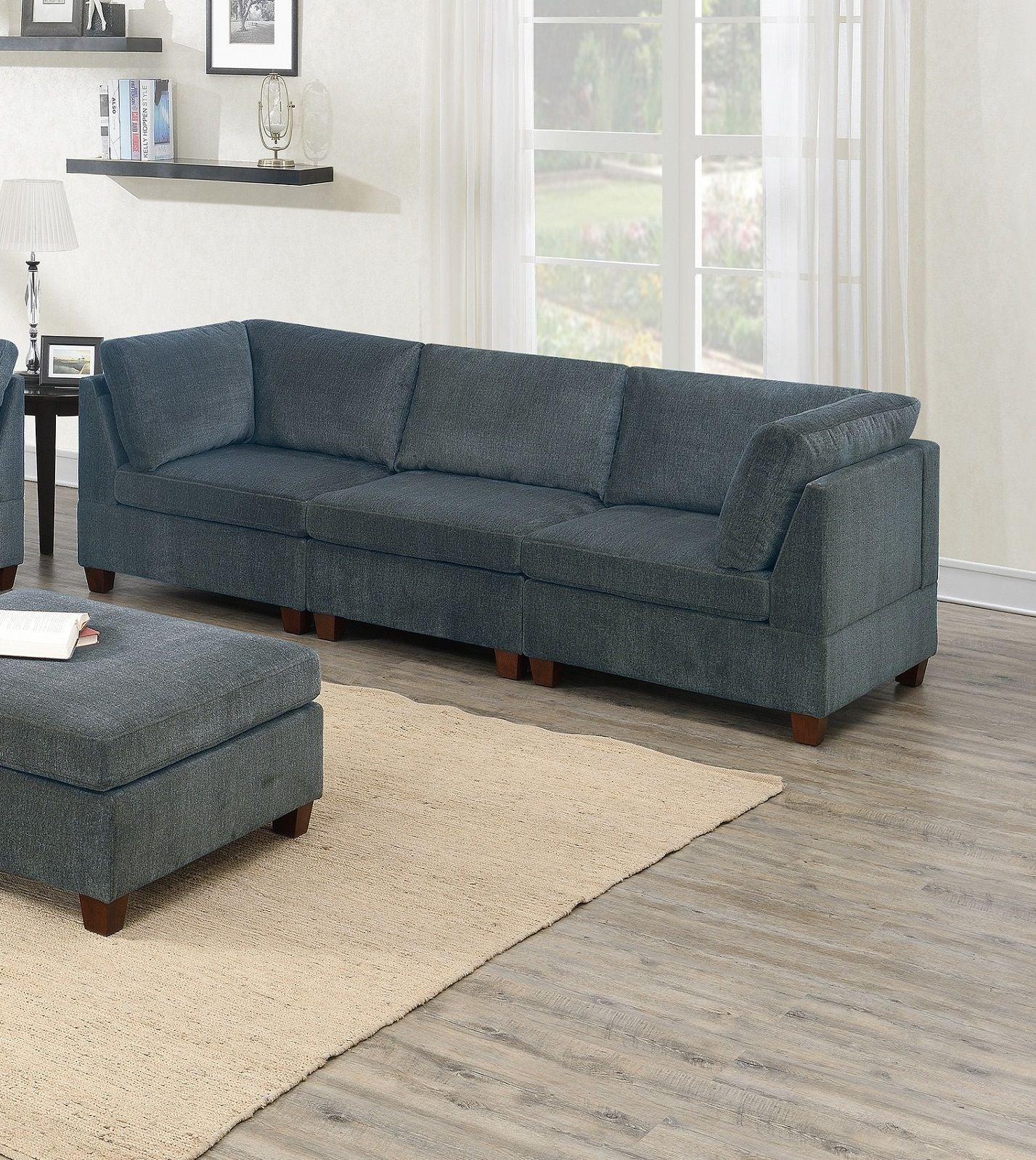 Living Room Furniture Grey Chenille Modular Sofa Set 8pc Set Large – photo 3 of 20