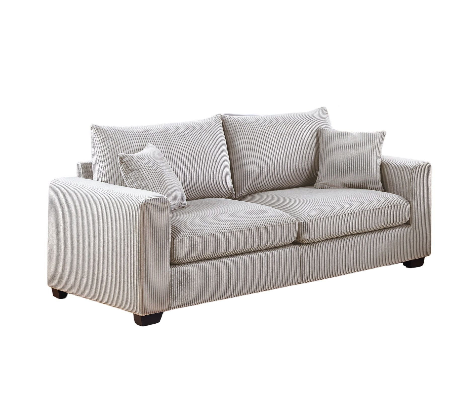 Classic Living Room 2pc Sofa Set Ivory Corduroy Sofa And Loveseat – photo 5 of 10