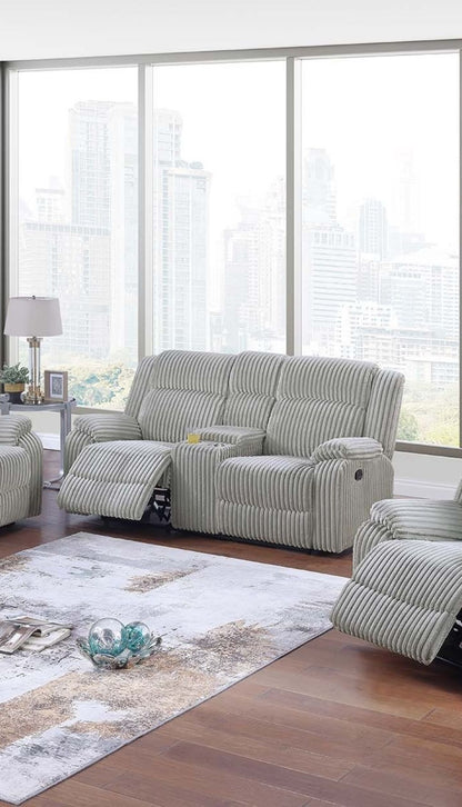 Motion Sofa Loveseat w Console And Recliner Chair Ash Color Fur Like – photo 13 of 20