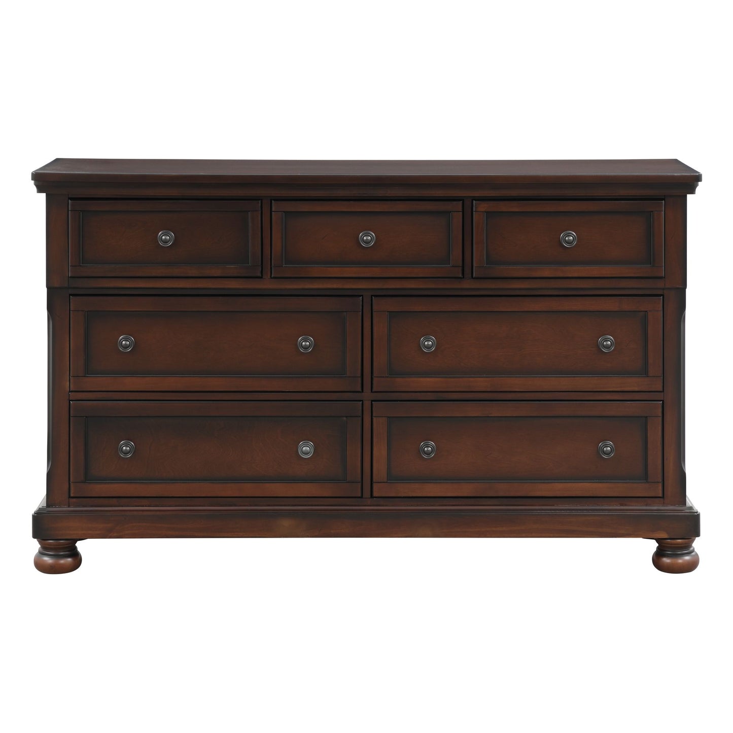 Classic Transitional Dresser of 7 Drawers Brown Cherry Finish Birch – photo 1 of 7