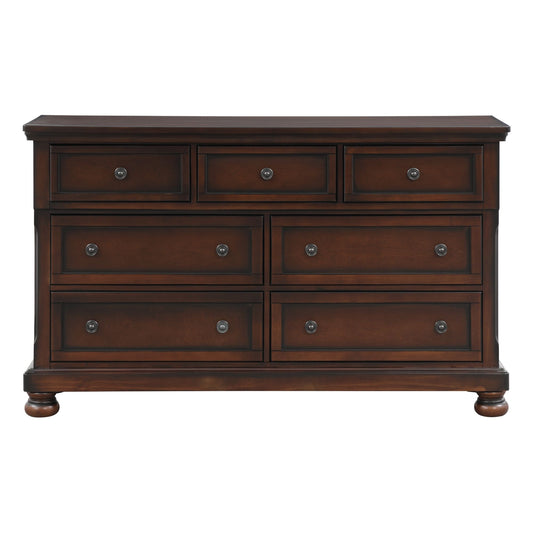 Classic Transitional Dresser of 7 Drawers Brown Cherry Finish Birch – photo 1 of 7