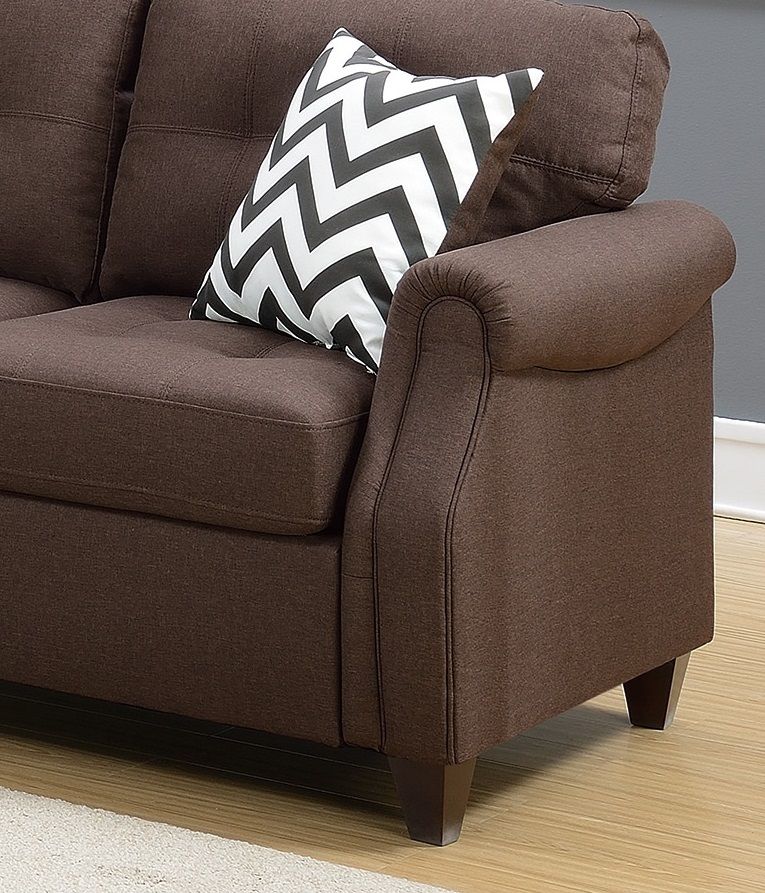 2pcs Sofa set Living Room Furniture Dark Coffee Plush Polyfiber Sofa – photo 13 of 16