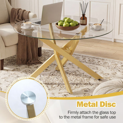 Glass Coffee Table Round Clear Center Table with Tempered Glass Top – photo 22 of 22