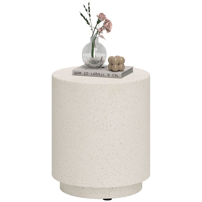 Lightweight Accent Table with Concrete Finish Round Side Table – Yellow