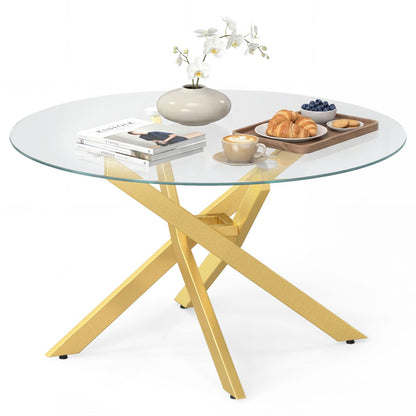 Glass Coffee Table Round Clear Center Table with Tempered Glass Top – photo 2 of 22