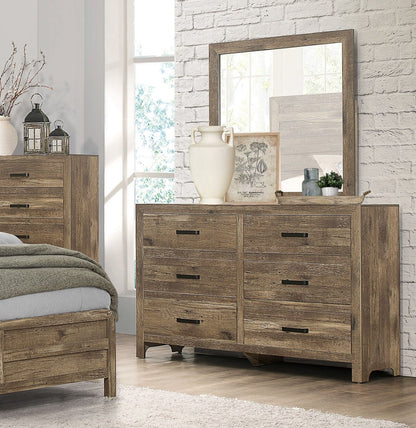 Rustic Style Dresser w 6 Storage Drawers Weathered Pine Finish Wooden – photo 4 of 6