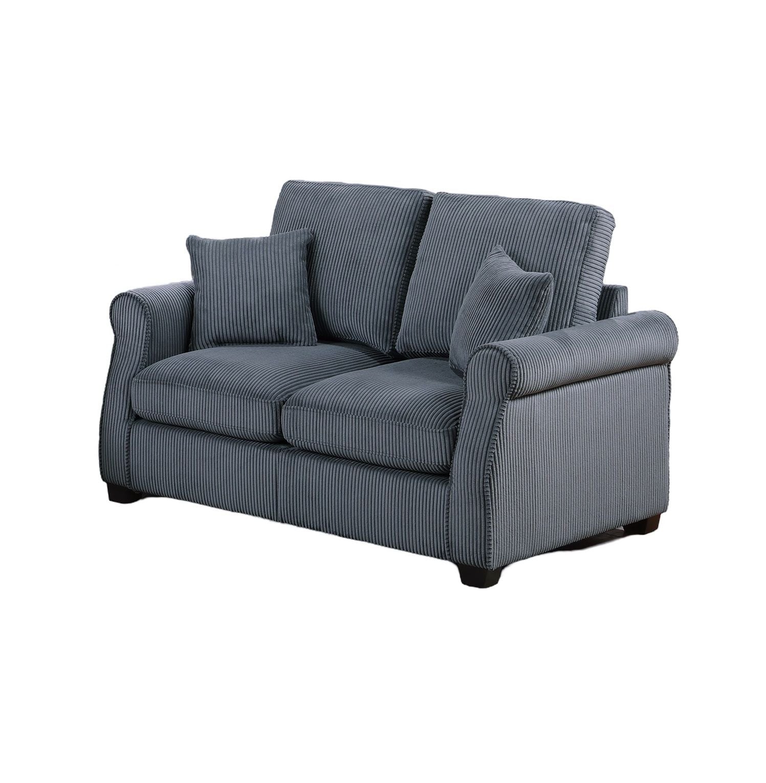 Classic Living Room 2pc Sofa Set Dark Gray Corduroy Sofa Loveseat – photo 6 of 10