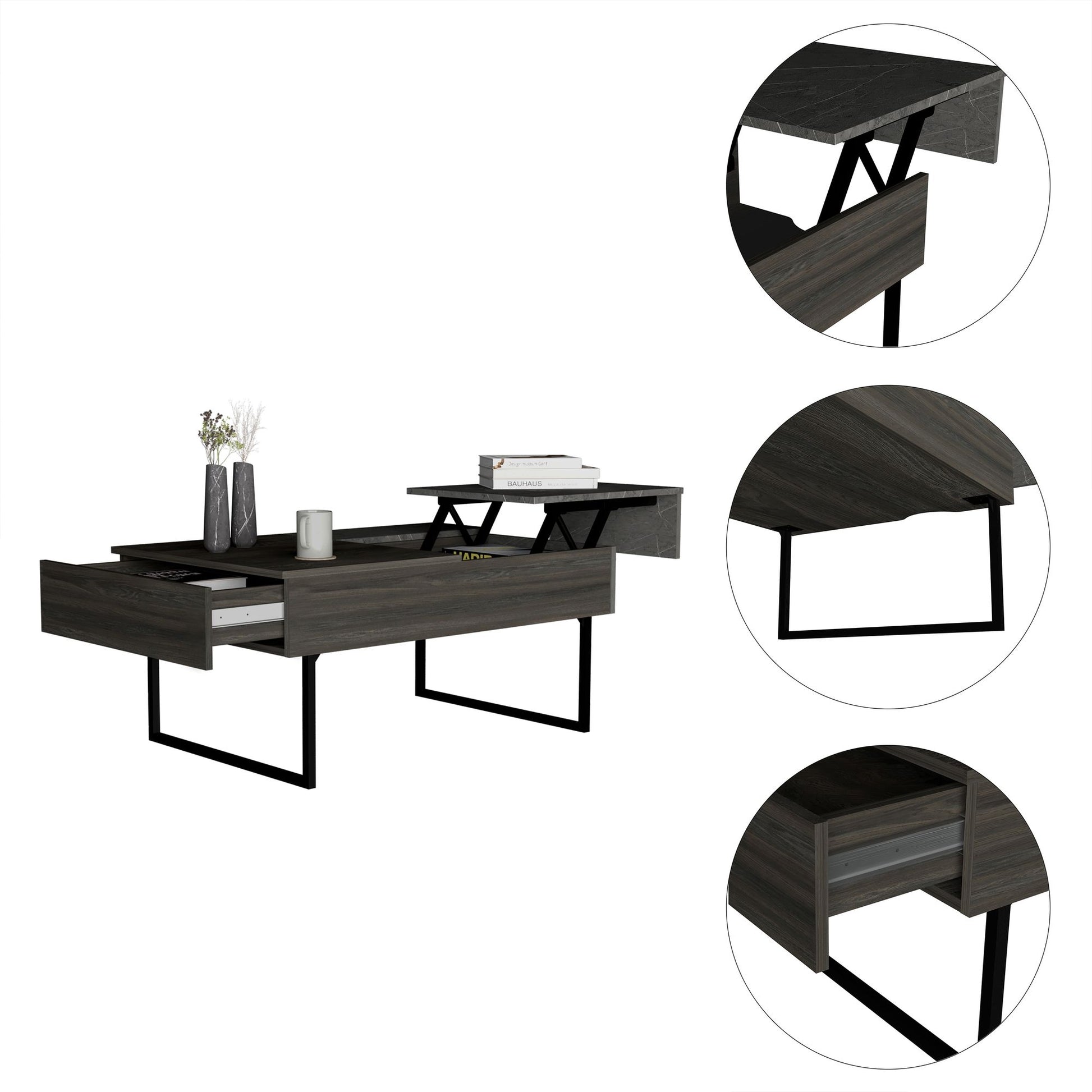 Westover Rectangle Lift Top Coffee Table Carbon Espresso and Onyx – photo 3 of 7