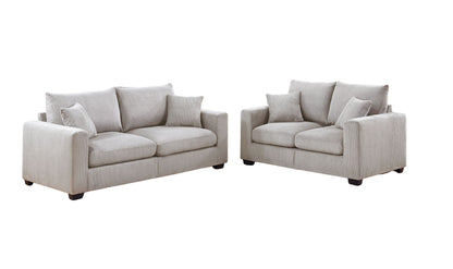 Classic Living Room 2pc Sofa Set Ivory Corduroy Sofa And Loveseat – photo 2 of 10
