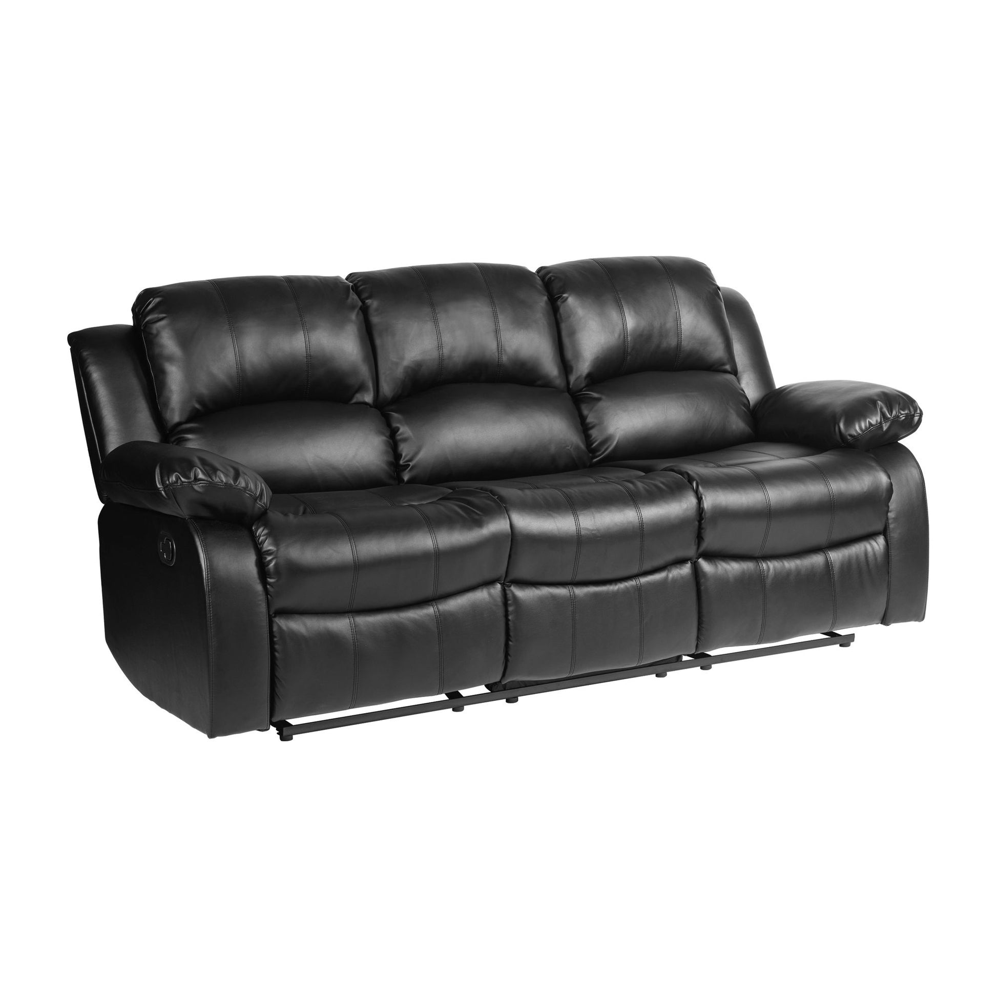 Comfortable Double Reclining Sofa 1pc Black Bonded Leather Match – photo 3 of 11