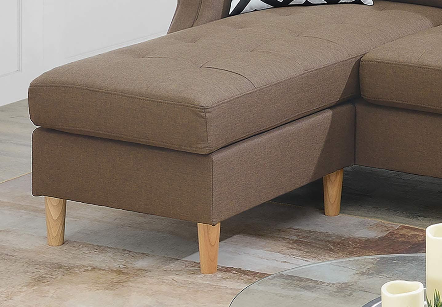 Living Room Corner Sectional Light Coffee Polyfiber Chaise sofa – photo 12 of 15