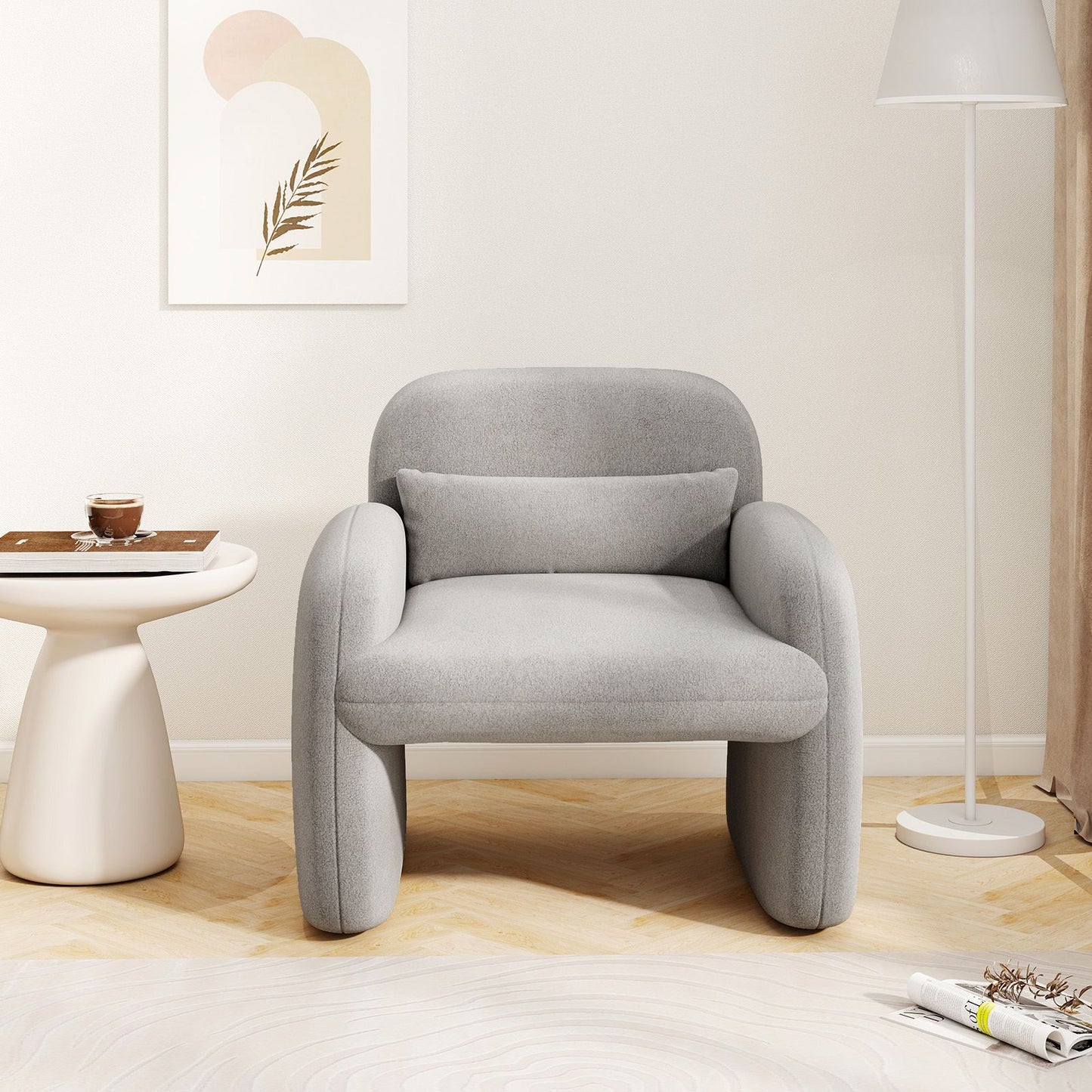 Modern Accent Chair with Waist Pillow and Armrests for Living Room – photo 6 of 27