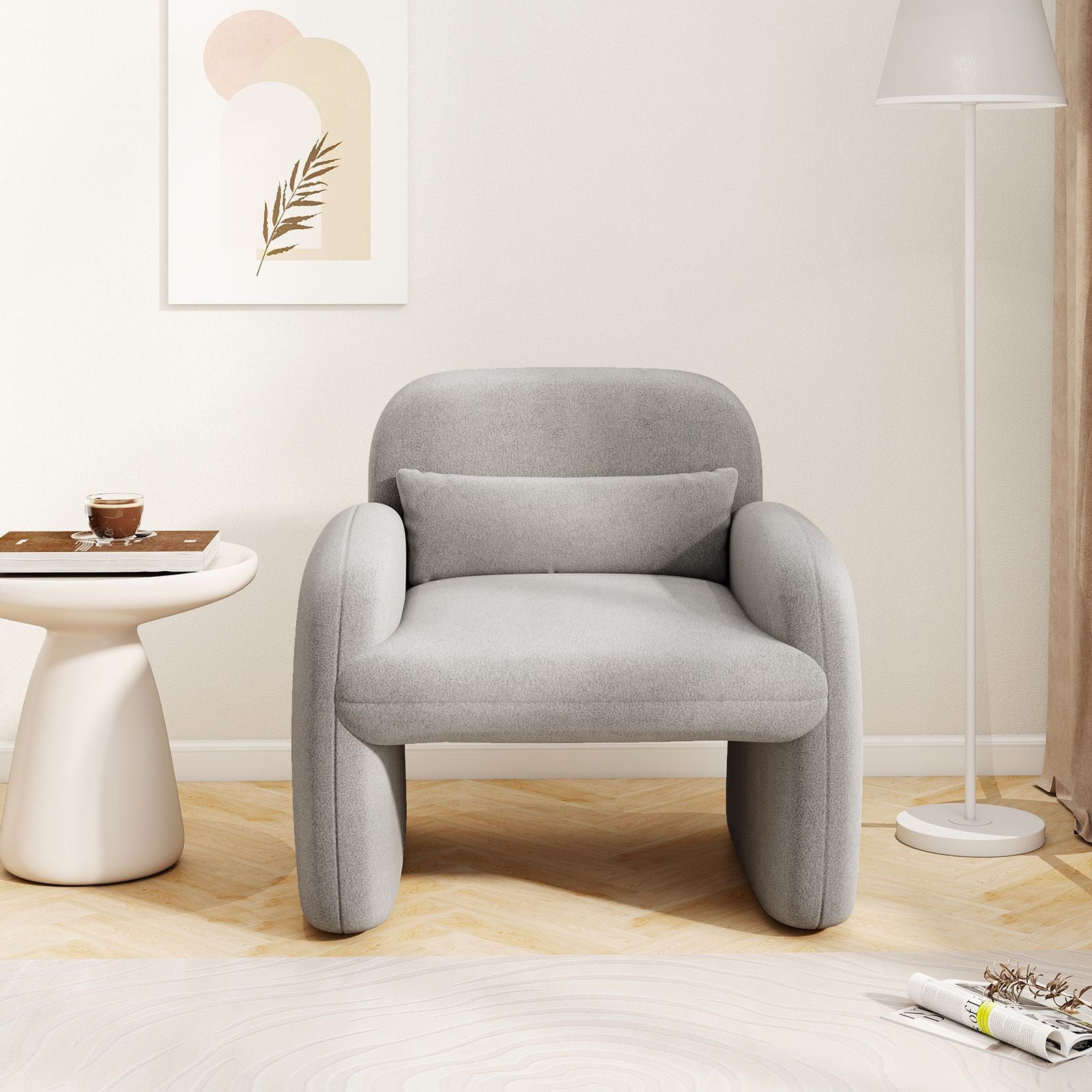 Modern Accent Chair with Waist Pillow and Armrests for Living Room – photo 6 of 27
