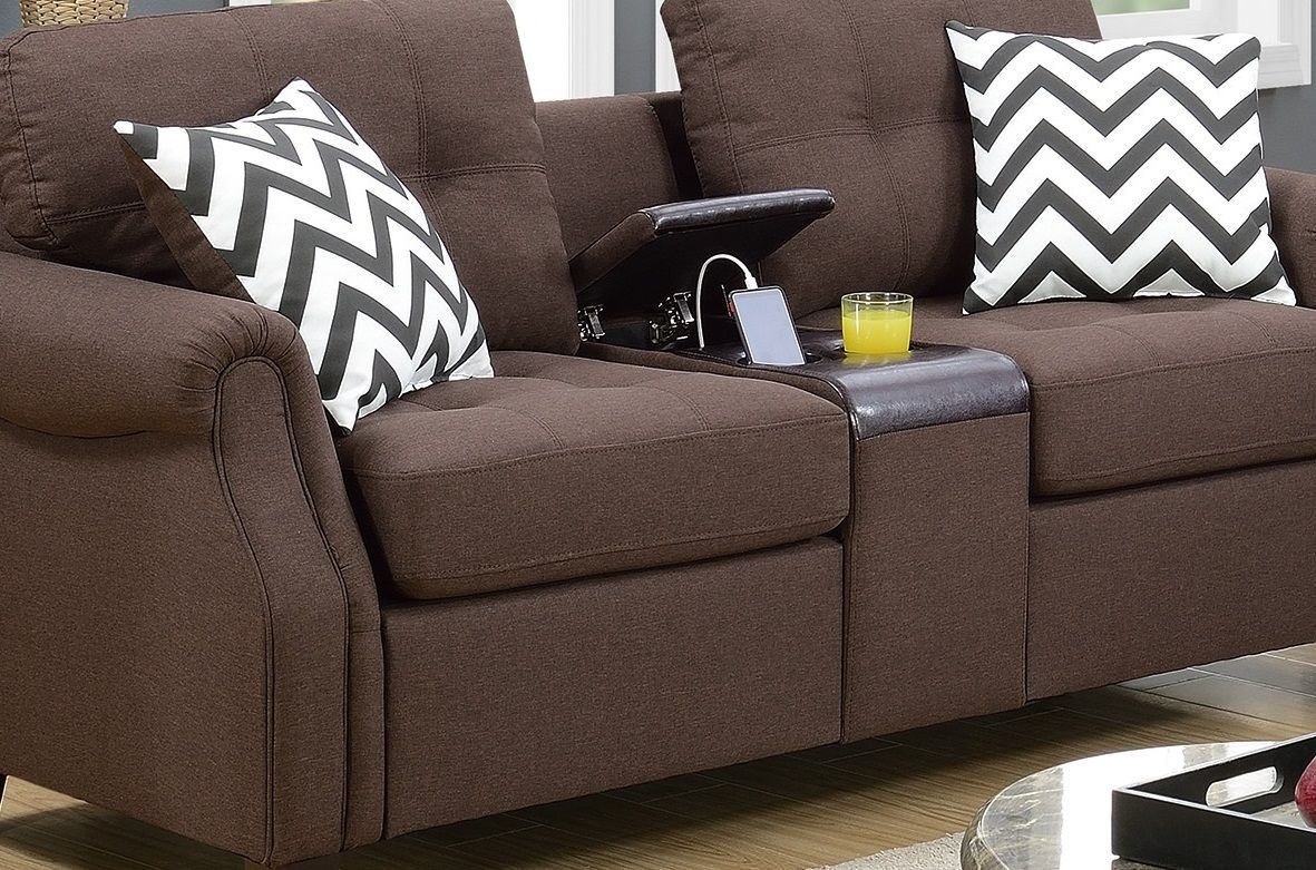 2pcs Sofa set Living Room Furniture Dark Coffee Plush Polyfiber Sofa – photo 14 of 16