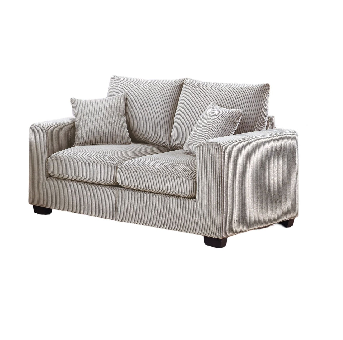 Classic Living Room 2pc Sofa Set Ivory Corduroy Sofa And Loveseat – photo 6 of 10