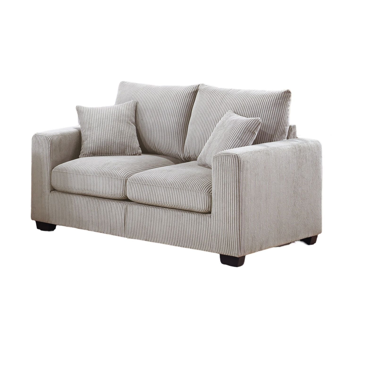 Classic Living Room 2pc Sofa Set Ivory Corduroy Sofa And Loveseat – photo 6 of 10