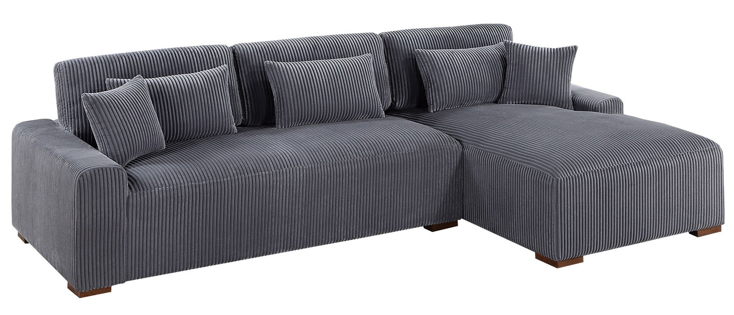 Modern 2pc Sectional Set XL Plush Corduroy Fabric Dark Gray LAF Sofa – photo 8 of 8